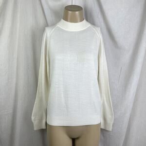 VTG 90’s Designers Originals Cream Sweater Mock Turtle Neck Knit Petite Large